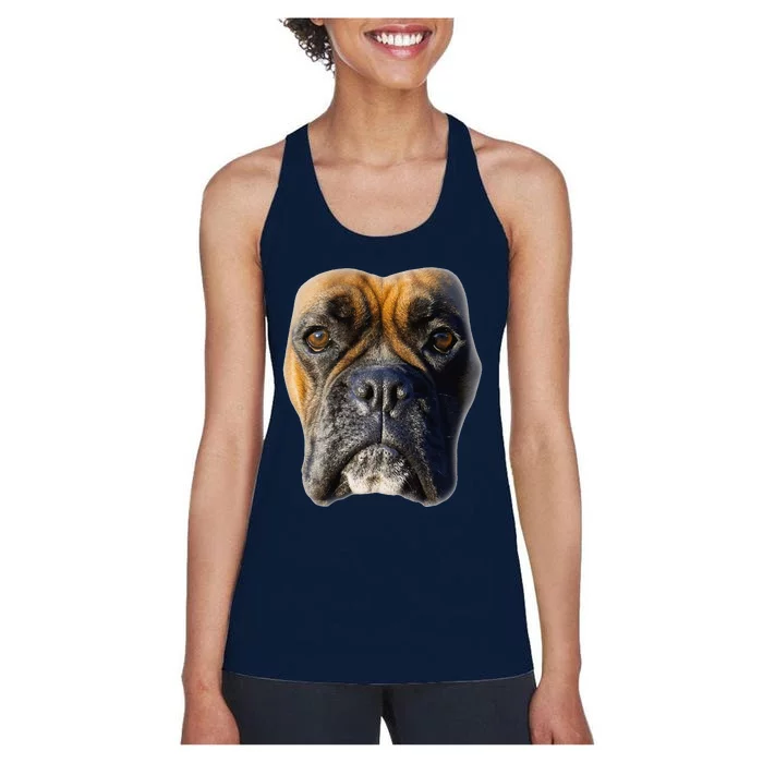 Animal Lover Gift Boxer Face Funny Dog Lovers Women's Racerback Tank