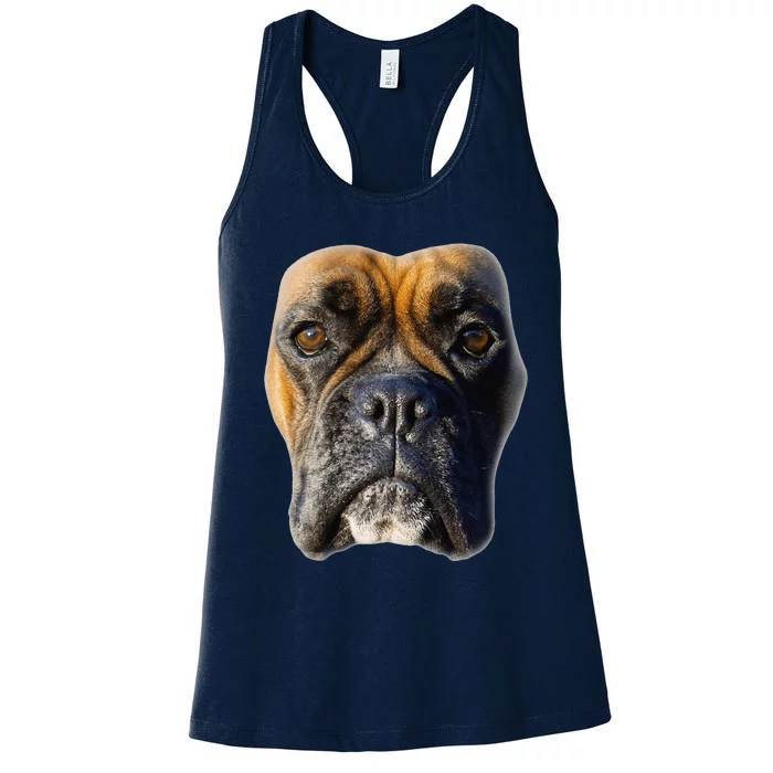 Animal Lover Gift Boxer Face Funny Dog Lovers Women's Racerback Tank