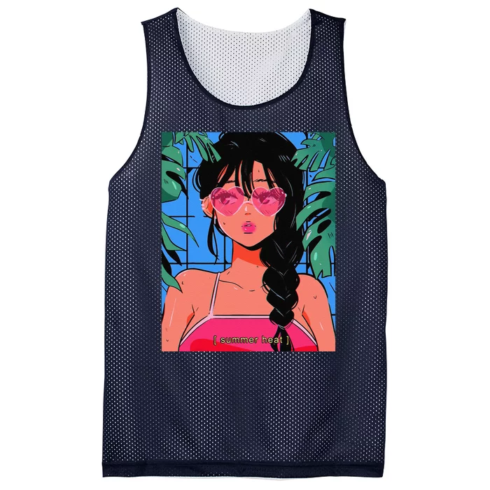 Anime Lofi Girl Vaporwave Egirl Aesthetic Japanese Otaku Mesh Reversible Basketball Jersey Tank