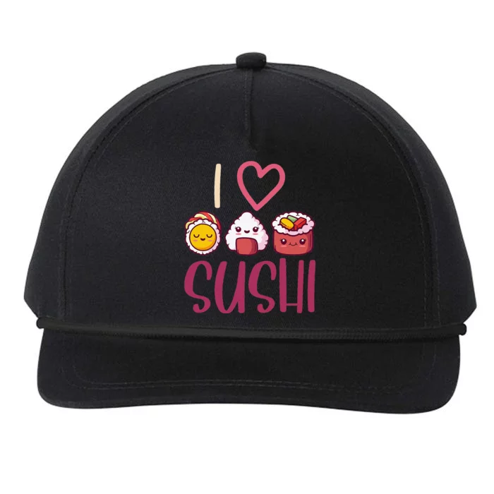 Anime Lover Gift Asian Food Nigiri Sashimi Maki I Love Sushi Snapback Five-Panel Rope Hat