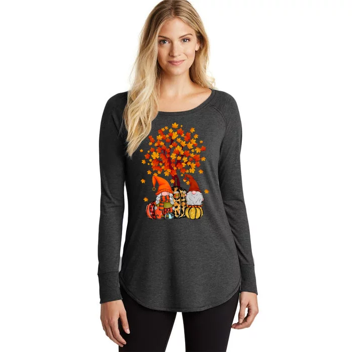 Autumn Leaves Gnomes Fall Season Pumpkin Women's Perfect Tri Tunic Long Sleeve Shirt