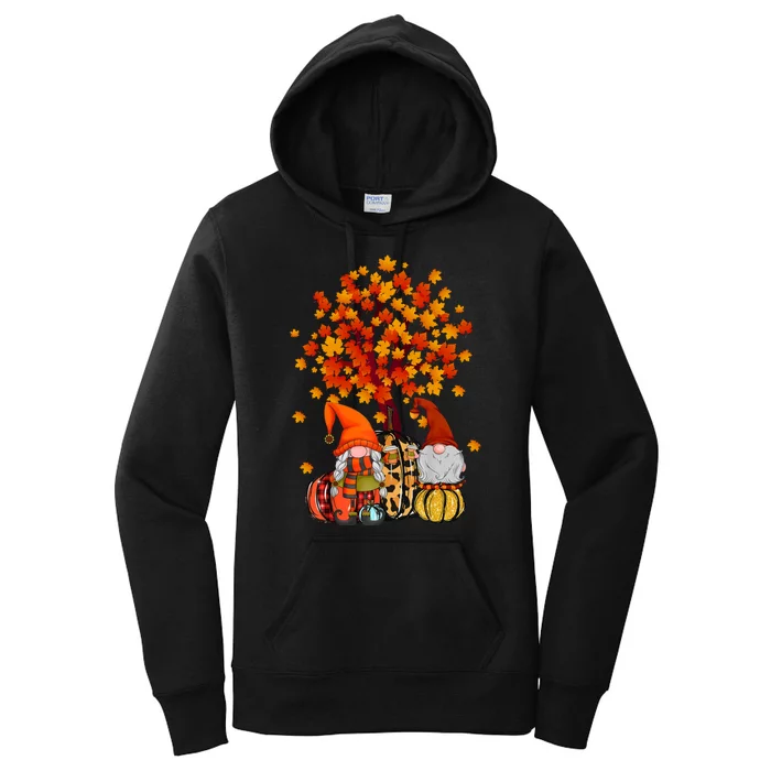 Autumn Leaves Gnomes Fall Season Pumpkin Women's Pullover Hoodie