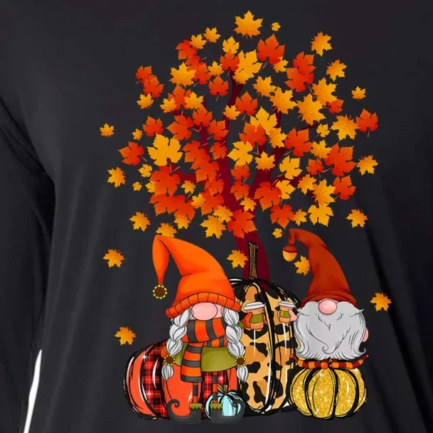 Autumn Leaves Gnomes Fall Season Pumpkin Cooling Performance Long Sleeve Crew