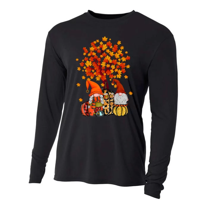 Autumn Leaves Gnomes Fall Season Pumpkin Cooling Performance Long Sleeve Crew