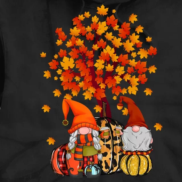 Autumn Leaves Gnomes Fall Season Pumpkin Tie Dye Hoodie