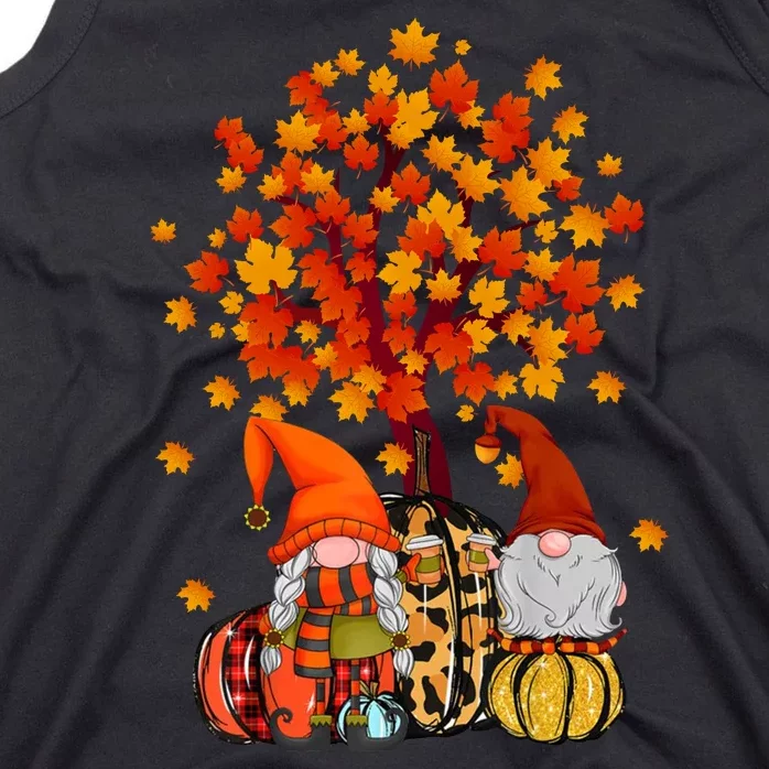 Autumn Leaves Gnomes Fall Season Pumpkin Tank Top