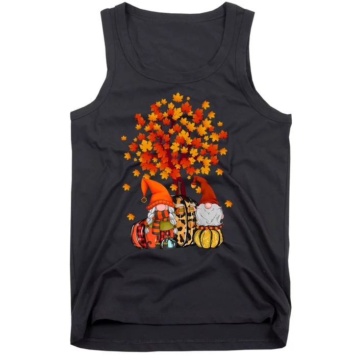 Autumn Leaves Gnomes Fall Season Pumpkin Tank Top