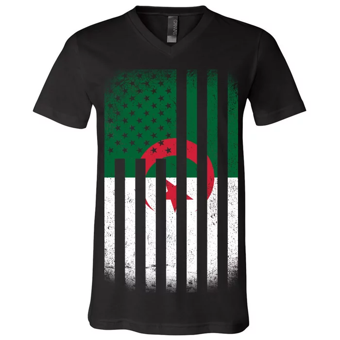 Algeria United States of America USA Flag V-Neck T-Shirt