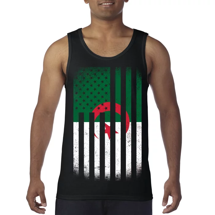 Algeria United States of America USA Flag Tank Top