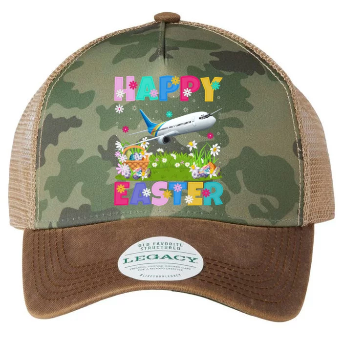 Airplane Lover Happy Easter Bunny Airplane Easter Sunday Gift Legacy Tie Dye Trucker Hat