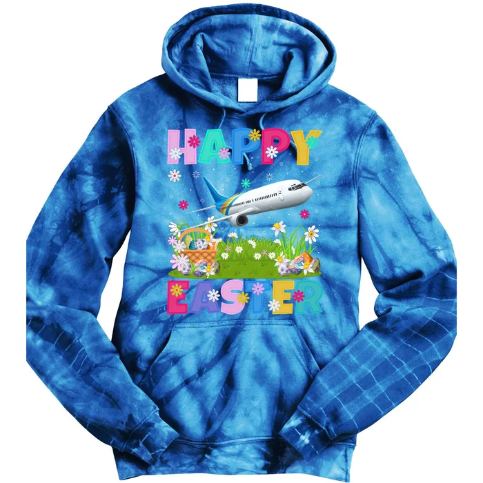 Airplane Lover Happy Easter Bunny Airplane Easter Sunday Gift Tie Dye Hoodie