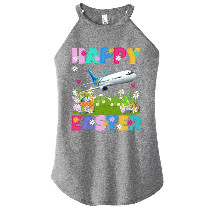 Airplane Lover Happy Easter Bunny Airplane Easter Sunday Gift Women’s Perfect Tri Rocker Tank