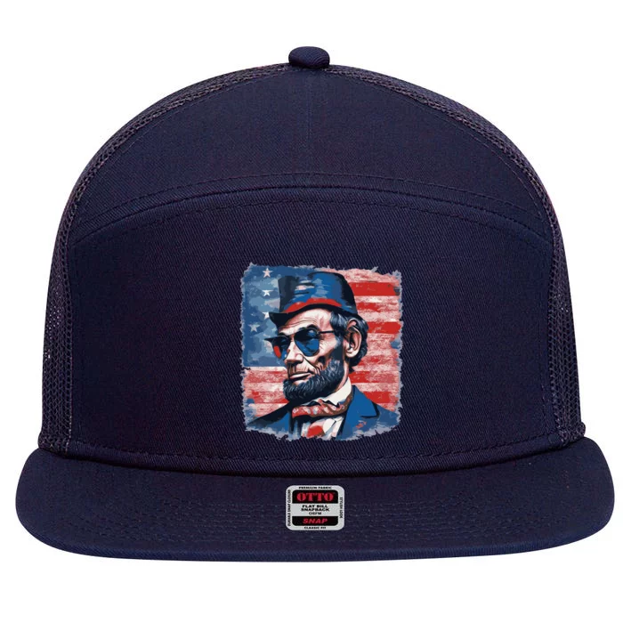 Abraham Lincoln Honest Abe Patriot 7 Panel Mesh Trucker Snapback Hat