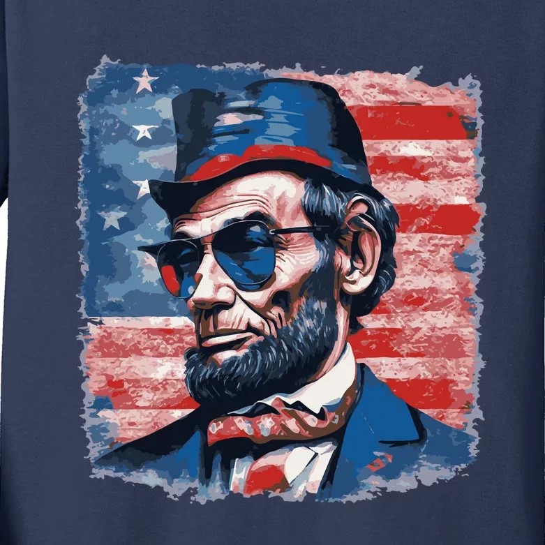 Abraham Lincoln Honest Abe Patriot Kids Long Sleeve Shirt