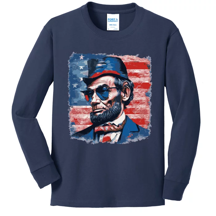 Abraham Lincoln Honest Abe Patriot Kids Long Sleeve Shirt