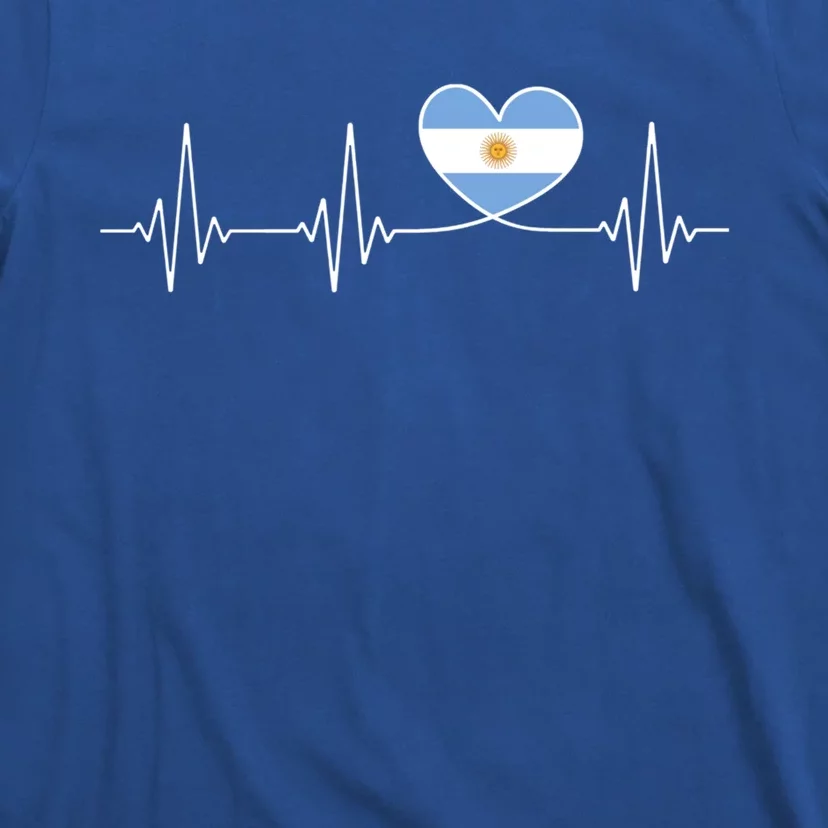 Argentina Love Heartbeat And Argentine Flag Heart Argentina Gift T-Shirt