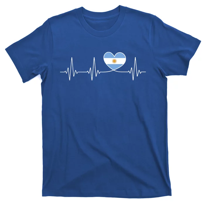 Argentina Love Heartbeat And Argentine Flag Heart Argentina Gift T-Shirt