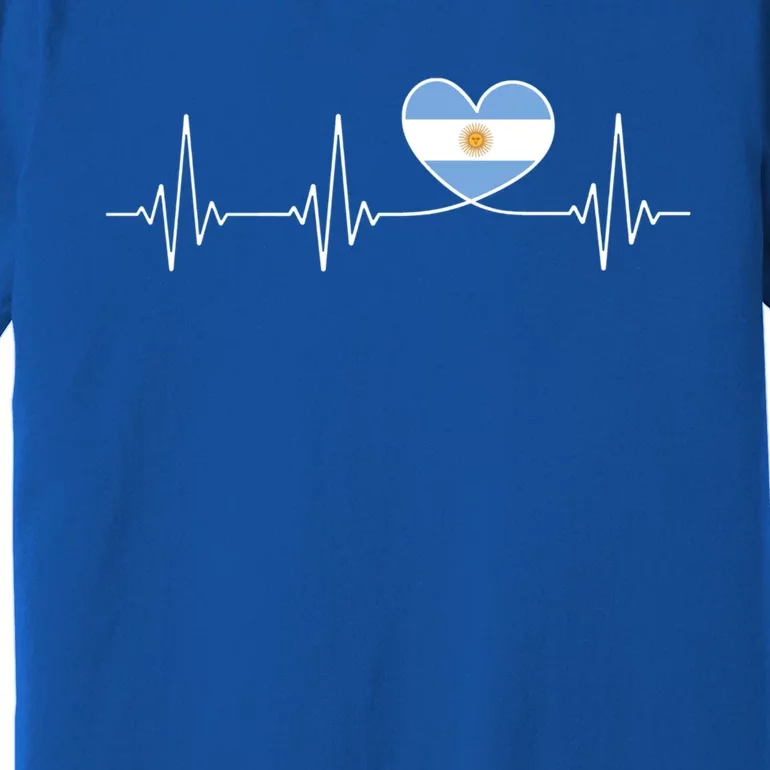 Argentina Love Heartbeat And Argentine Flag Heart Argentina Gift Premium T-Shirt