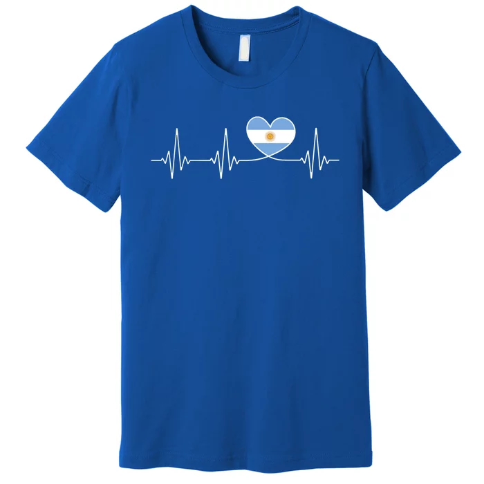 Argentina Love Heartbeat And Argentine Flag Heart Argentina Gift Premium T-Shirt