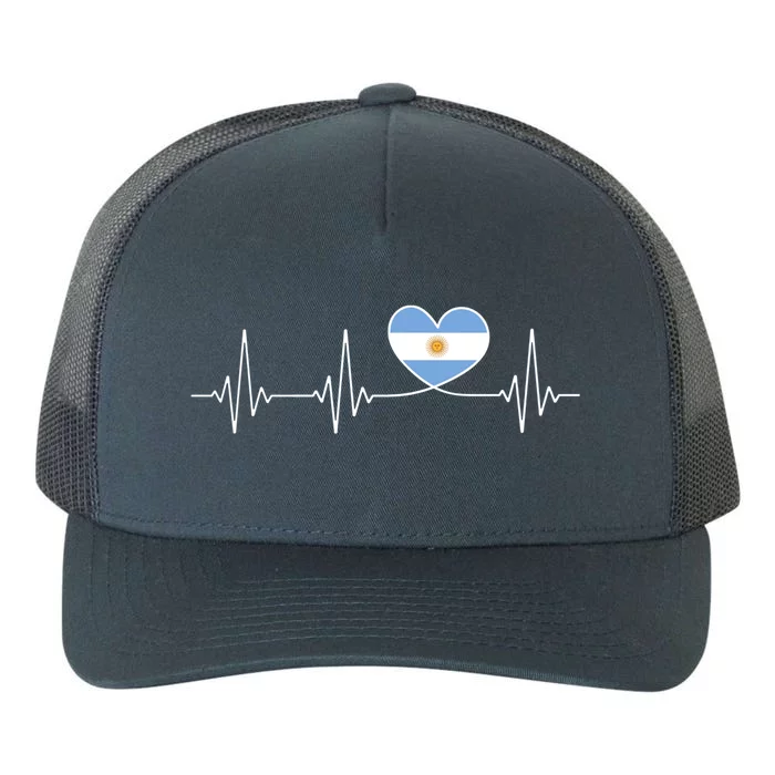 Argentina Love Heartbeat And Argentine Flag Heart Argentina Gift Yupoong Adult 5-Panel Trucker Hat