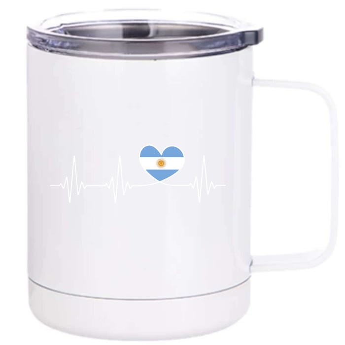 Argentina Love Heartbeat And Argentine Flag Heart Argentina Gift Front & Back 12oz Stainless Steel Tumbler Cup