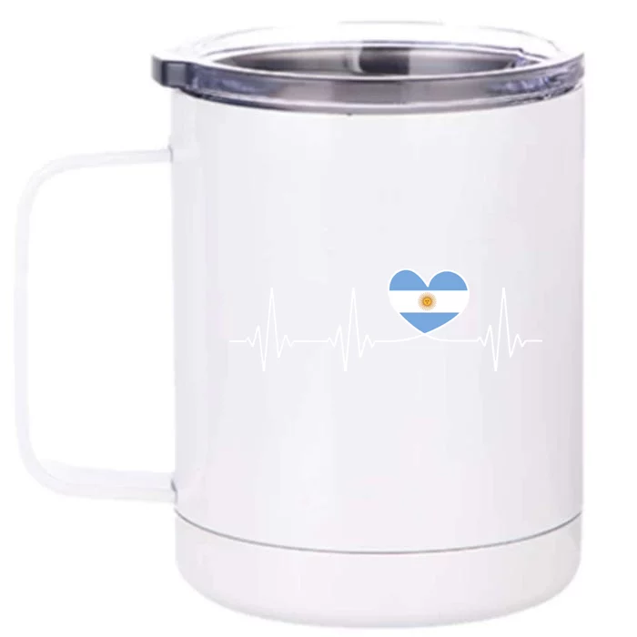 Argentina Love Heartbeat And Argentine Flag Heart Argentina Gift Front & Back 12oz Stainless Steel Tumbler Cup