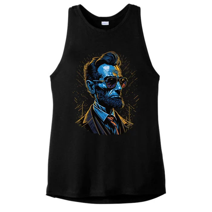 Abraham Lincoln Hip Graffiti Style Ladies Tri-Blend Wicking Tank