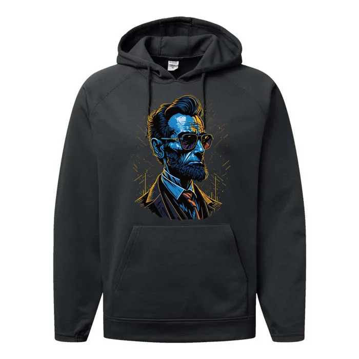 Abraham Lincoln Hip Graffiti Style Performance Fleece Hoodie