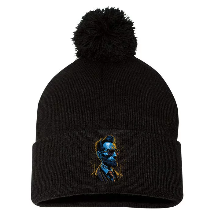 Abraham Lincoln Hip Graffiti Style Pom Pom 12in Knit Beanie