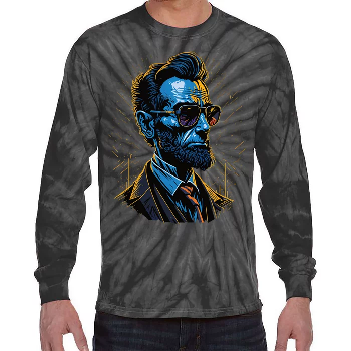 Abraham Lincoln Hip Graffiti Style Tie-Dye Long Sleeve Shirt