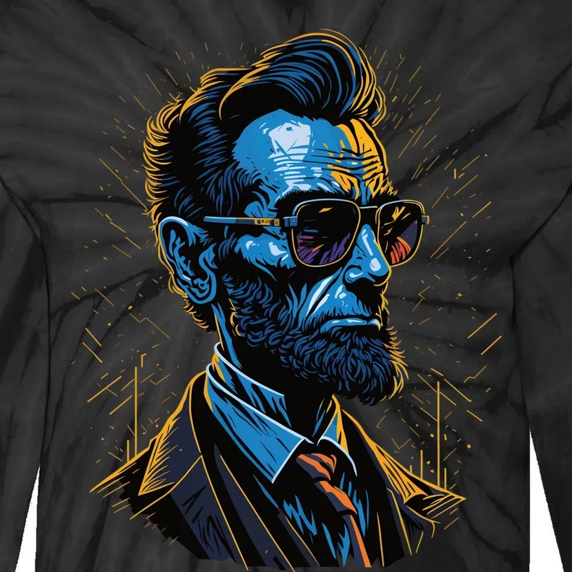 Abraham Lincoln Hip Graffiti Style Tie-Dye Long Sleeve Shirt