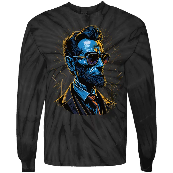 Abraham Lincoln Hip Graffiti Style Tie-Dye Long Sleeve Shirt