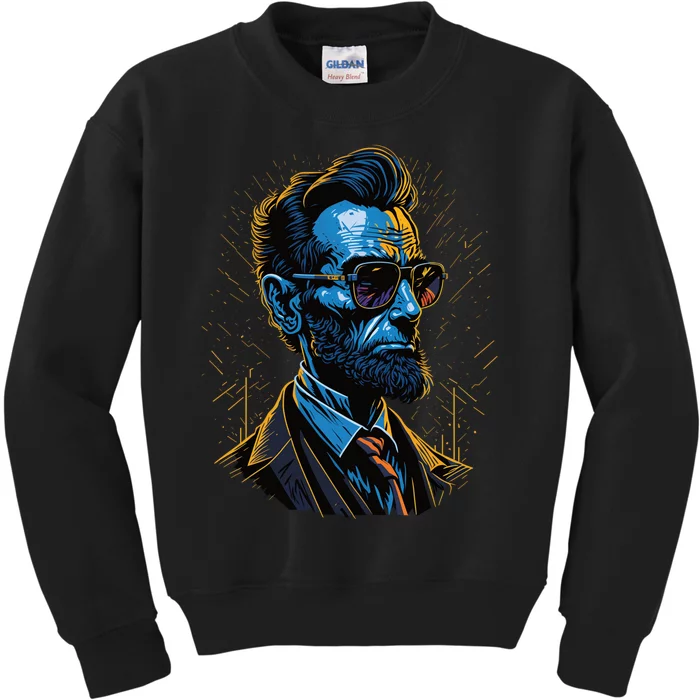 Abraham Lincoln Hip Graffiti Style Kids Sweatshirt