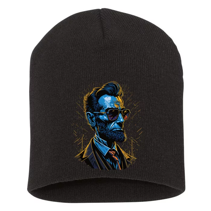 Abraham Lincoln Hip Graffiti Style Short Acrylic Beanie