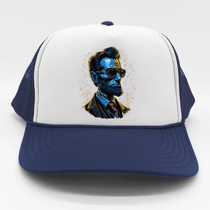 Abraham Lincoln Hip Graffiti Style Trucker Hat