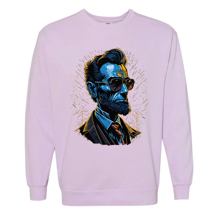 Abraham Lincoln Hip Graffiti Style Garment-Dyed Sweatshirt