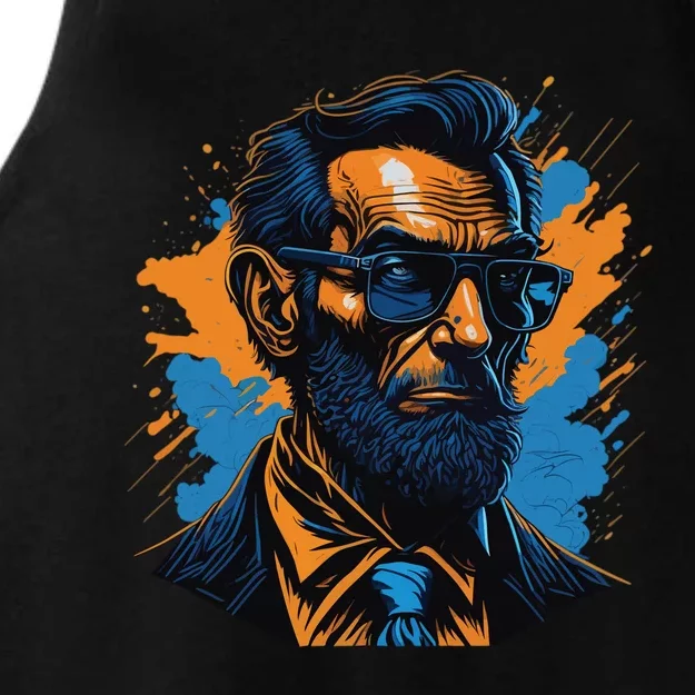 Abraham Lincoln Hipster Ladies Tri-Blend Wicking Tank