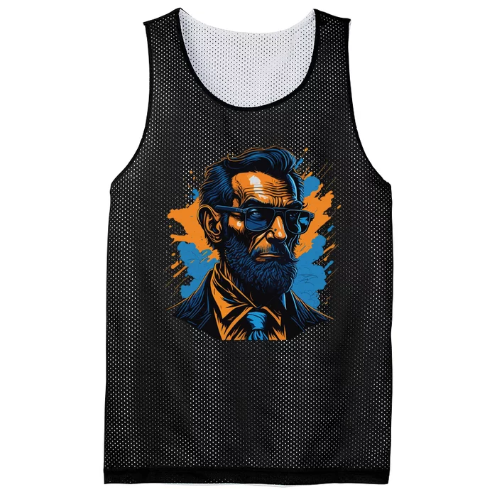 Abraham Lincoln Hipster Mesh Reversible Basketball Jersey Tank