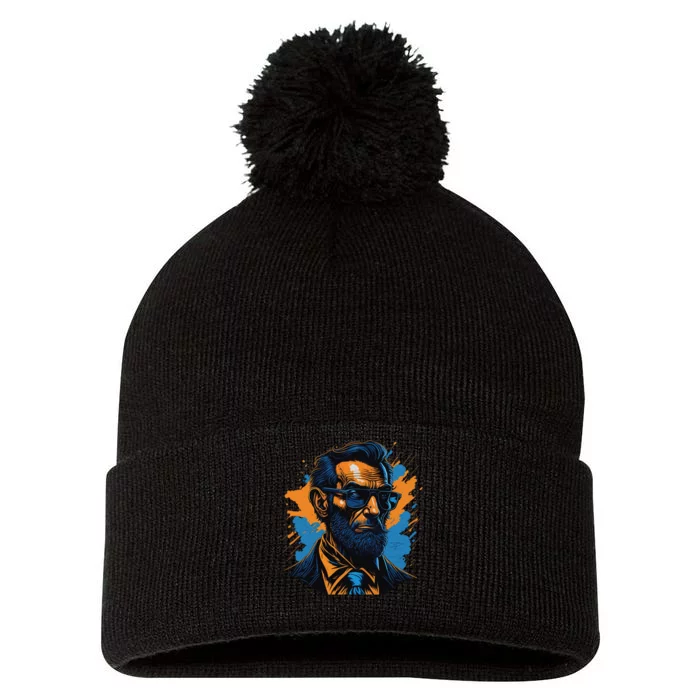 Abraham Lincoln Hipster Pom Pom 12in Knit Beanie