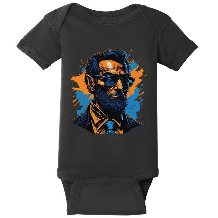 Abraham Lincoln Hipster Baby Bodysuit