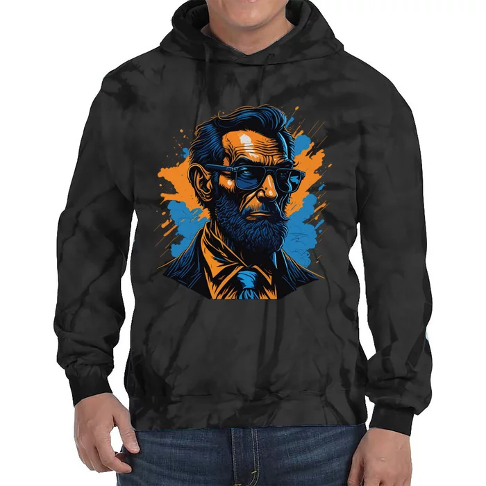 Abraham Lincoln Hipster Tie Dye Hoodie