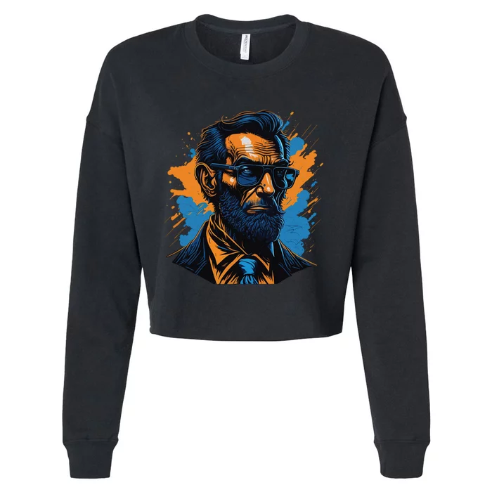 Abraham Lincoln Hipster Cropped Pullover Crew