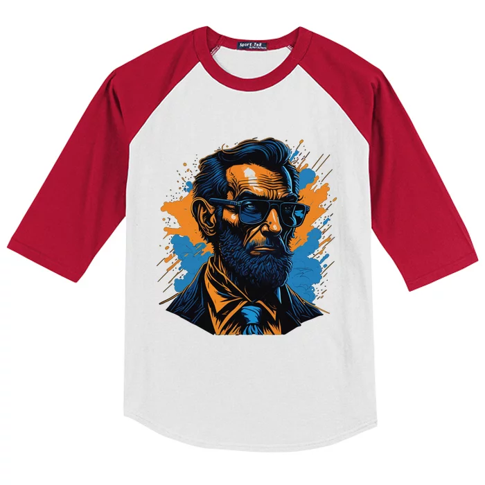 Abraham Lincoln Hipster Kids Colorblock Raglan Jersey