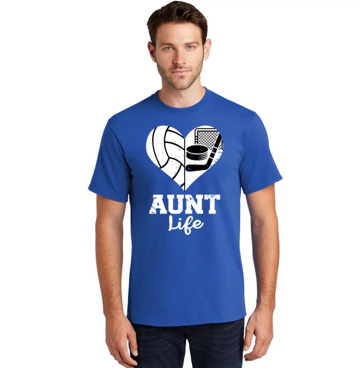 Aunt Life Heart Funny Volleyball Hockey Aunt Cute Gift Tall T-Shirt