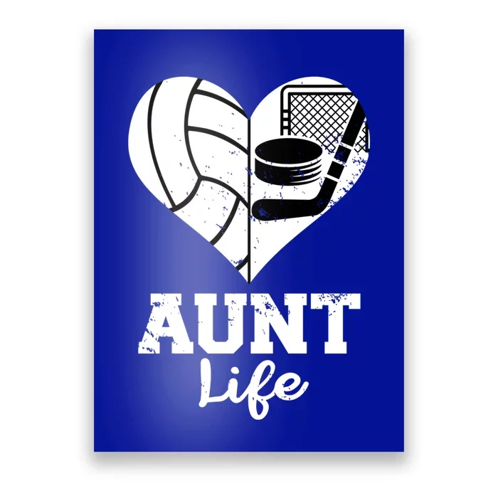 Aunt Life Heart Funny Volleyball Hockey Aunt Cute Gift Poster