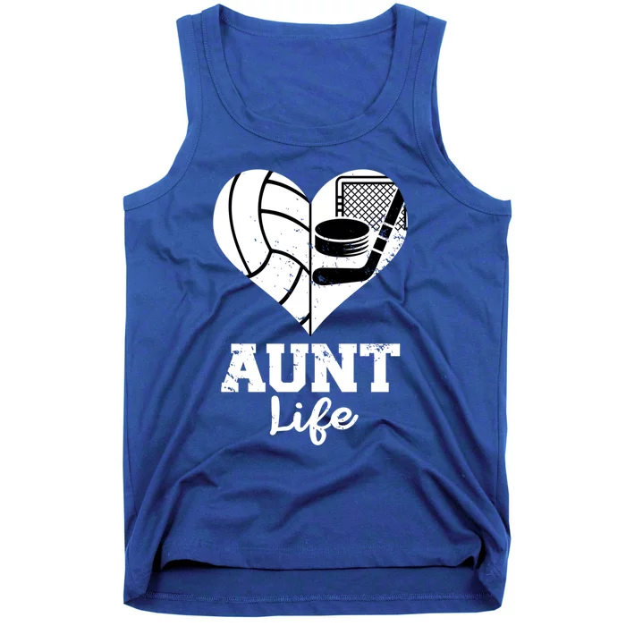 Aunt Life Heart Funny Volleyball Hockey Aunt Cute Gift Tank Top