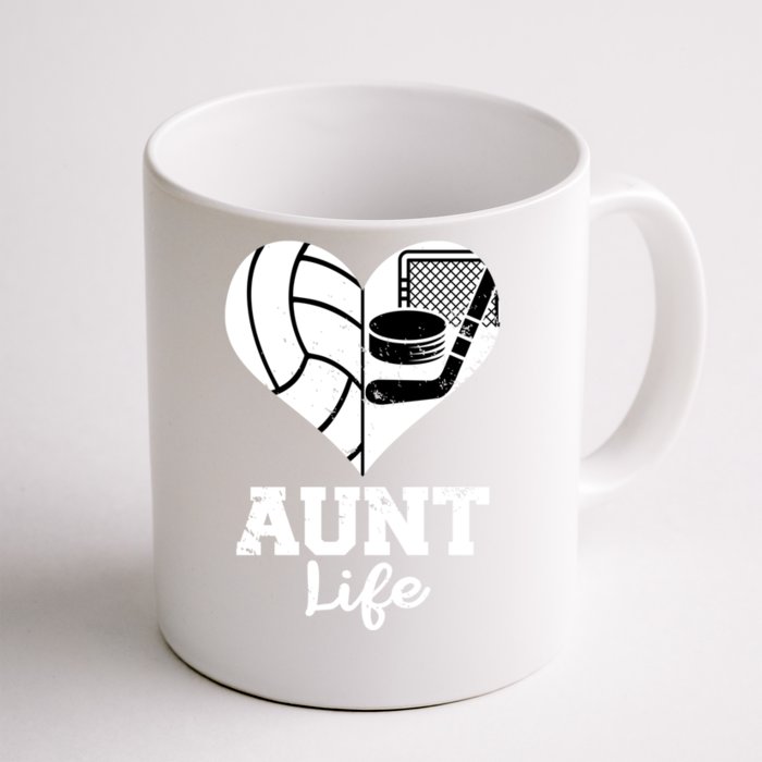 Aunt Life Heart Funny Volleyball Hockey Aunt Cute Gift Front & Back Coffee Mug