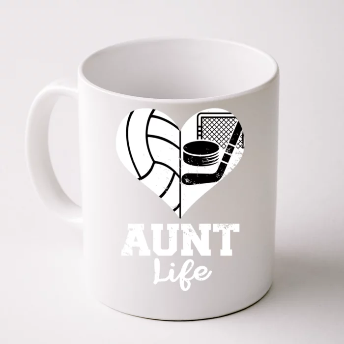 Aunt Life Heart Funny Volleyball Hockey Aunt Cute Gift Front & Back Coffee Mug