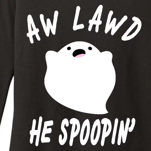 Aw Lawd He Spoopin' Concerned Ghost Design Womens CVC Long Sleeve Shirt