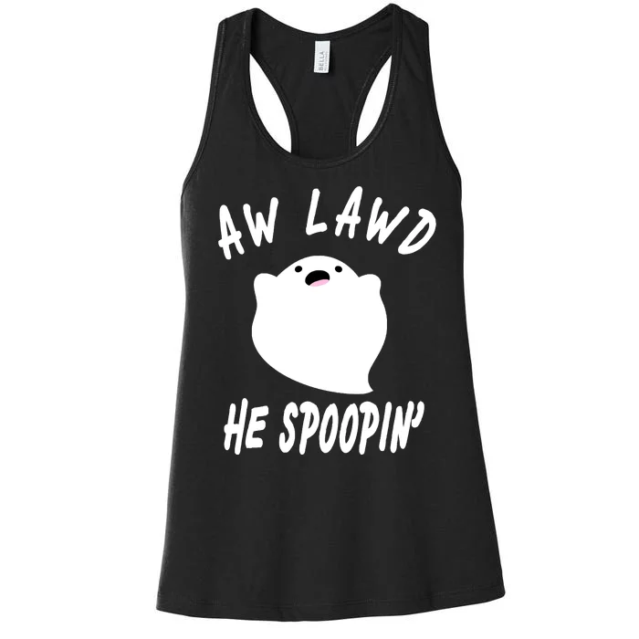 Aw Lawd He Spoopin' Concerned Ghost Design Women's Racerback Tank